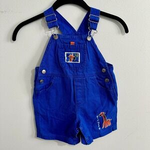 Vintage Y2K Simply Basic Zoo Overalls Kids 24M Blue Embroidered Baby Kids